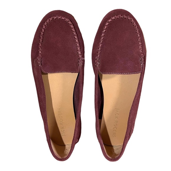 Jack Rogers Burgundy Suede Moccasin Flat Loafers - Picture 5 of 8